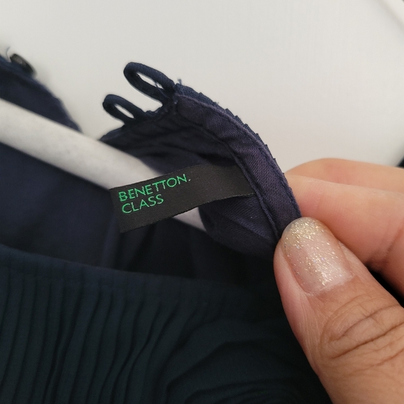 Benetton Class Girl Navy Ruffled Dress Size Small 6-7 - Picture 3 of 8